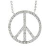 Image 6 : 14k White Gold .50 ctw Round Diamond 17.9mm Peace Sign Pendant & Adjustable Chai