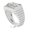 Image 1 : Men's Vintage 14K White Gold 0.70 ctw Pave Old Diamond Grooved Wide Band Ring