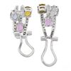 Image 6 : Solid 14k White Gold 3.10 ctw Multi Color Sapphire & Diamond Omega Cuff Earrings