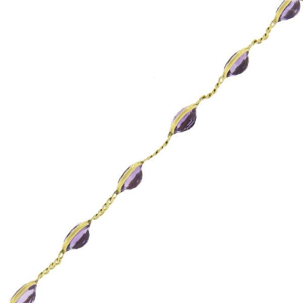 14k Yellow Gold 15 ctw Oval Amethyst 16.25" by the Yard Curb Link Chain Necklace