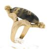 Image 1 : Antique Solid Gold 20x11.8mm Cabochon Prong Moss Agate Solitaire 3D Floral Ring