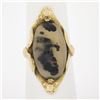 Image 9 : Antique Solid Gold 20x11.8mm Cabochon Prong Moss Agate Solitaire 3D Floral Ring