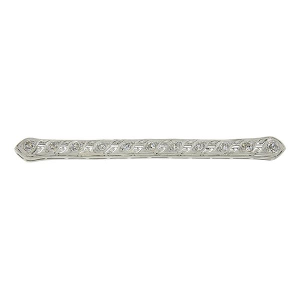 Antique Edwardian Platinum 1 ctw Old Cut Pave Diamond Filigree Long Bar Pin Broo