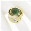 Image 3 : Large Modernist 18k Gold Oval Bezel Tourmaline & Diamond Polished Geometric Ring