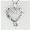 Image 2 : 14K White Gold 16".20 ctw Round Pave Diamond Petite Heart Slide Pendant Necklace