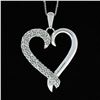 Image 6 : 14K White Gold 16".20 ctw Round Pave Diamond Petite Heart Slide Pendant Necklace