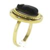 Image 9 : 18k Yellow Gold Bezel Set Carved Hard Stone Scarab w/ Rose Cut Diamonds Ring