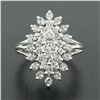Image 2 : Vintage 14K White Gold 1.03 ctw Prong Diamond Navette Shape Tiered Cluster Ring