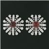 Image 2 : Vintage Platinum 4.02 ctw Rhodolite Garnet & Diamond Snowflake Post Stud Earring
