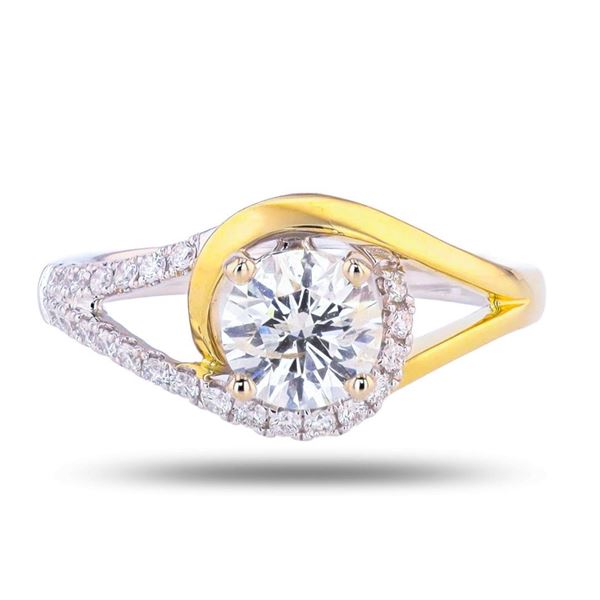 0.87 ctw F COLOR I1 CLARITY CENTER Diamond 18K Yellow and White Gold Ring (1.08