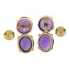 Image 3 : Vintage 14K Yellow Gold Round & Oval Cabochon Cut Amethyst Drop Dangle Earrings