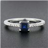 Image 2 : New 14k Gold 0.70 ctw Square Cut Sapphire Diamond Solitaire Stack Engagement Rin