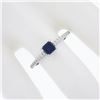 Image 3 : New 14k Gold 0.70 ctw Square Cut Sapphire Diamond Solitaire Stack Engagement Rin