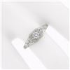 Image 6 : Antique Art Deco 18k White Gold 0.24 ctw European Diamond Milgrain Engraved Ring