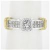 Image 8 : 14k TT Gold 1.61 ctw GIA Rectangular Diamond Solitaire w/ Accents Engagement Rin
