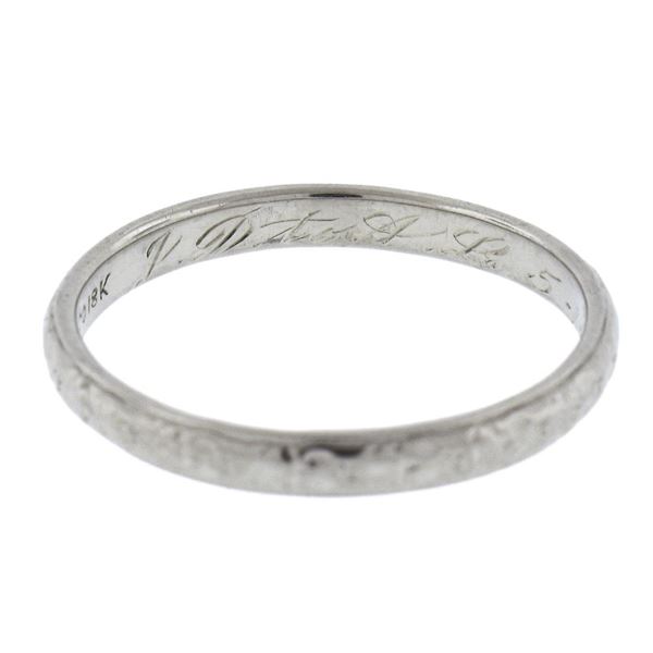 Antique 18K White Gold 2.6mm Engraved Textured Work Eternity Stackable Band Ring