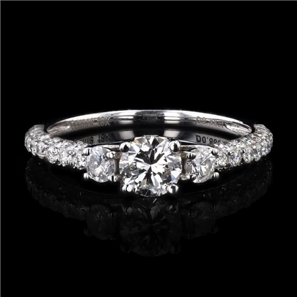 0.50 ctw SI2 CLARITY CENTER Diamond 18K White Gold Ring (1.38 ctw Diamonds) GIA