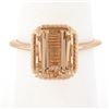 Image 1 : NEW 14k Rose Gold 3.13 ctw Emerald Cut Morganite Solitaire Twisted Wire Work Rin