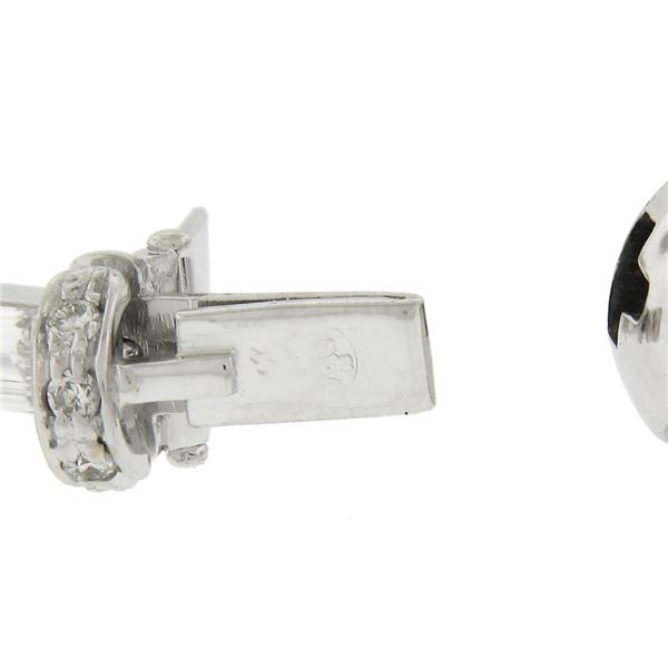 French 18k White Gold 4.09 ctw Baguette & Round Diamond Line Statement Bracelet