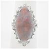 Image 2 : Vintage 14k Gold 10.28 ctw GIA Marquise Cabochon Opal & Diamond Halo Cocktail Ri