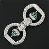 Image 2 : Antique Art Deco Platinum 2.25 ctw Diamond Emerald Sapphire Floral Pin Brooch