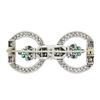 Image 3 : Antique Art Deco Platinum 2.25 ctw Diamond Emerald Sapphire Floral Pin Brooch