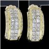 Image 4 : 18K Gold 1.65 ctw Invisible Princess & Pave Round Diamond Cuff Stud Earrings