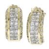 Image 5 : 18K Gold 1.65 ctw Invisible Princess & Pave Round Diamond Cuff Stud Earrings