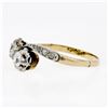 Image 6 : Antique Edwardian 14K Gold Platinum.54 ctw European Diamond Two-Stone Bypass Rin