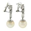 Image 5 : White Gold GIA Large Saltwater Cultured Pearl & Diamond Dangle Drop Earrings