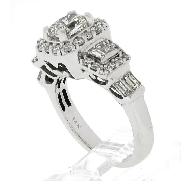 Solid 14k White Gold 1.46 ctw Radiant Diamond Engagement Ring