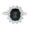 Image 6 : New 18K White Gold 3.22 ctw GIA NO HEAT Cushion Green Sapphire & Diamond Halo Ri
