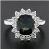 Image 8 : New 18K White Gold 3.22 ctw GIA NO HEAT Cushion Green Sapphire & Diamond Halo Ri