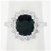 Image 9 : New 18K White Gold 3.22 ctw GIA NO HEAT Cushion Green Sapphire & Diamond Halo Ri