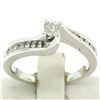 Image 6 : 14k White Gold 0.55 ctw Round Diamond Channel & Solitaire Twist Swirl Bypass Rin