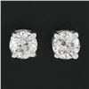 Image 2 : Platinum 0.91 ctw Old European Cut Diamond 4 Prong Basket Classic Stud Earrings