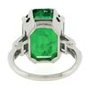 Image 7 : Vintage Platinum 12.16 ctw AGL Emerald Cut Colombian Emerald Diamond Cocktail Ri