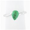 Image 1 : Vintage 14K White Gold 0.71 ctw FINE Pear Colombian Emerald Solitaire Bypass Rin