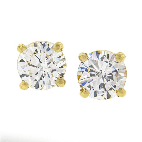 NEW Classic 14k Yellow Gold 0.82 ctw Round Brilliant Diamond Prong Stud Earrings