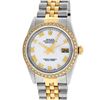 Image 2 : Rolex Mens 2T Yellow Gold And Steel White Roman Diamond Bezel Datejust Wristwatc