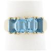 Image 7 : Solid 14K Yellow Gold 3 ctw Prong Set Emerald Cut Blue Topaz Stackable Band Ring