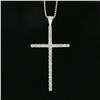 Image 3 : Solid White Gold 0.30 ctw Round Diamond Cross Pendant & 18" Box Link Chain