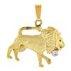 Image 1 : Vintage 14K Gold Detailed Textured Detailed Lion w/ Bezel Diamond Charm Pendant