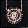 Image 4 : 18k Rose Gold 7.32 ctw Ruby & Diamond Round Pendant 19.5" By the Yard Necklace