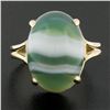 Image 2 : New 14k Yellow Gold 18.2x13mm Oval Cabochon Prong Set Green Agate Solitaire Ring