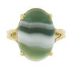 Image 4 : New 14k Yellow Gold 18.2x13mm Oval Cabochon Prong Set Green Agate Solitaire Ring