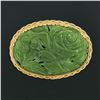 Image 5 : Vintage Floral Carved Jade Pin Brooch Pendant w/ Yellow Gold Twisted Wire Frame