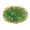 Image 6 : Vintage Floral Carved Jade Pin Brooch Pendant w/ Yellow Gold Twisted Wire Frame