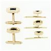 Image 7 : Men's 14k Gold Square Black Onyx Infinite Octagon Cuff Links & 3 Button Stud Set