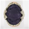 Image 1 : Antique Art Deco 14k Gold Oval Carved Amethyst Filigree Floral Ring w/ Bow Sides